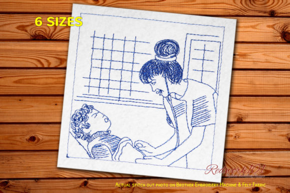 Reviewing Female Nurse Examination Redwork for Holiday Sales