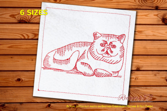 Reviewing Fluffy Exotic Shorthair Cat Redwork for Boutiques